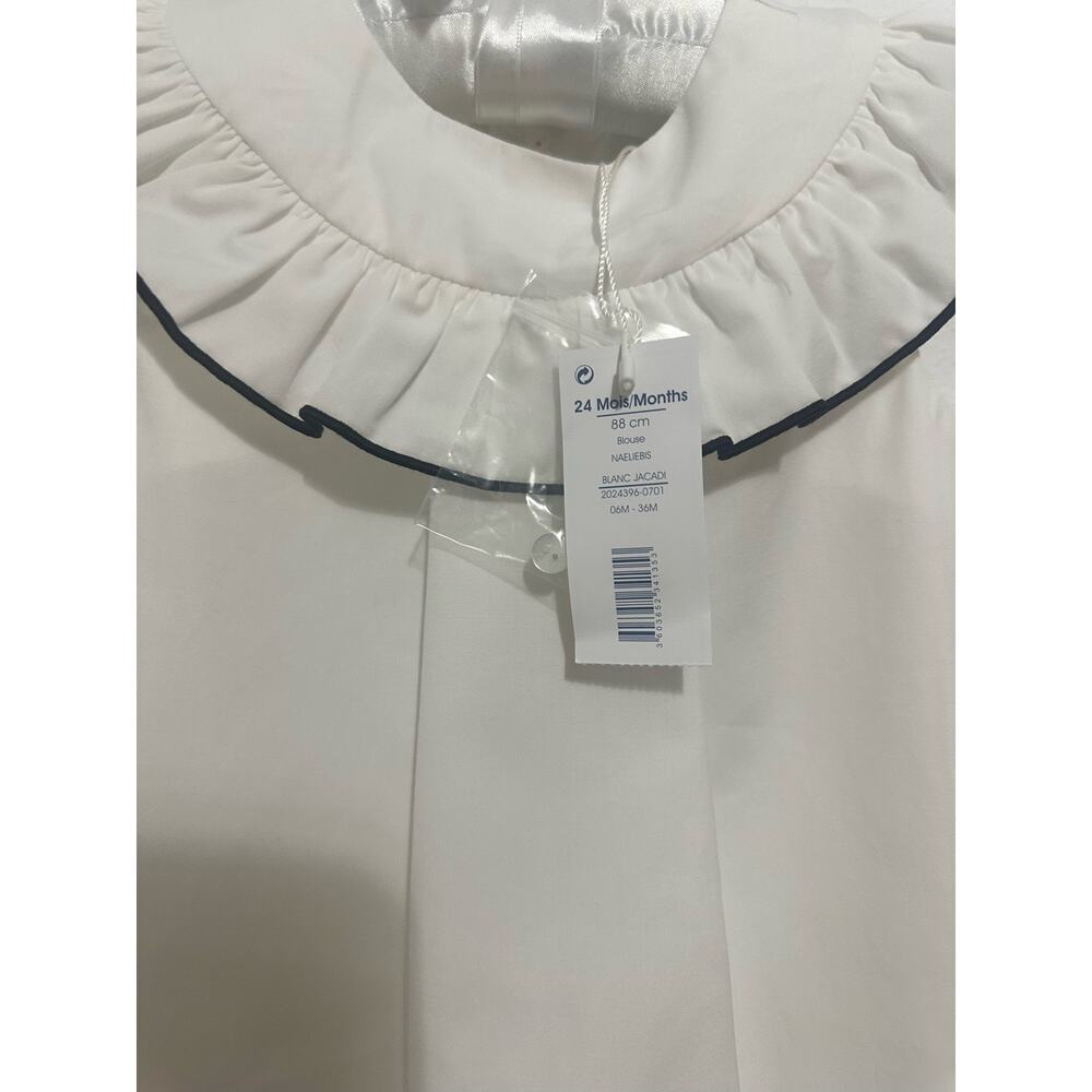 Jacadi Blanc Blouse POUMBIS NWT 6M36M quality fabric Paris baby girl clothes